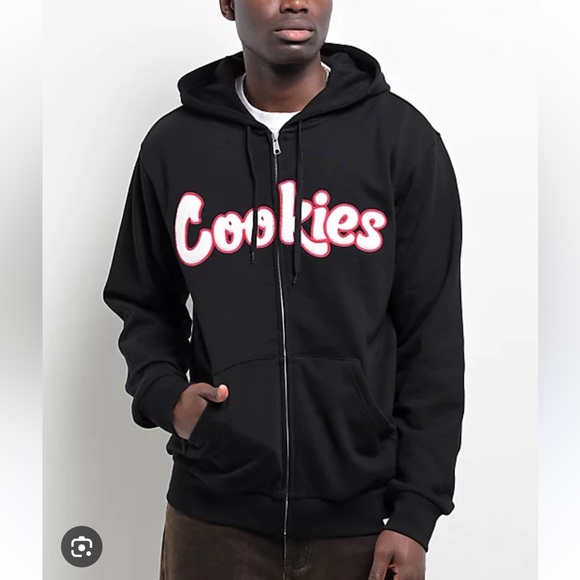 Cookies Other - Cookies black original chenille appliqué zip front pockets M sweatshirt hoodie